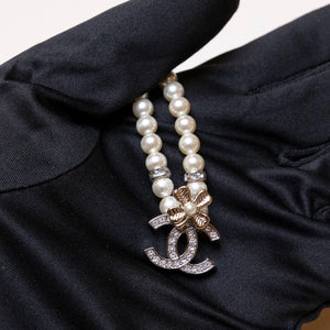 CHANEL 24K CC CLOVER PEARL NECKLACE