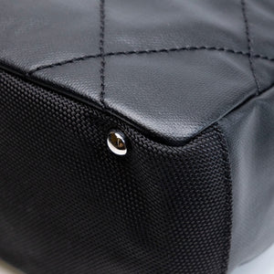 CHANEL SMALL QUILTED COATED CANVAS PARIS BIARRITZ TOTE BAG BLACK SHW