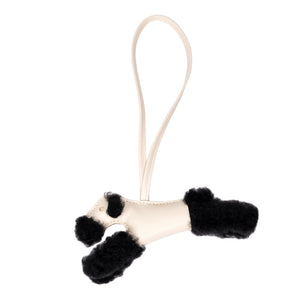 HERMES BUDDY CHARM SHEARING/LEATHER BLACK/WHITE STAMP K