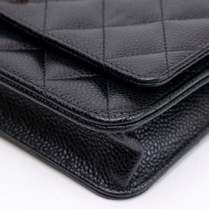 CHANEL CLASSIC WALLET ON CHAIN BAG BLACK CAVIAR GHW (MICROCHIP)