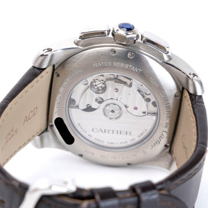 CARTIER CALIBRE DE CARTIER 42MM CHRONOGRAPH STAINLESS STEEL WATCH 18K ROSE GOLD