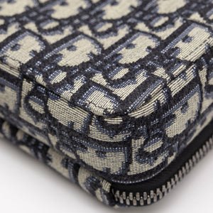 CHRISTIAN DIOR WALLET ON STRAP OBLIQUE JACQUARD CANVAS / LEATHER BLUE SHW