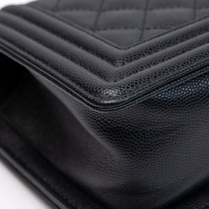 CHANEL SMALL CHEVRON LE BOY CALFSKIN BLACK SHW (MICROCHIP)
