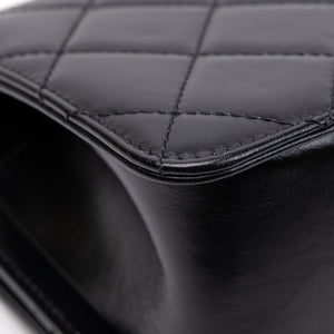 CHANEL GOLD CRUSH MINI FLAP BAG BLACK CALFSKIN LEATHER GHW (MICROCHIP)