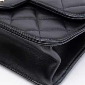 CHANEL 25B CLASSIC FLAP MATELASSE CHAIN STRAP MINI BAG BLACK LAMBSKIN LGHW