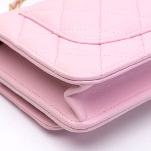 CHANEL 24S TOP HANDLE WALLET ON CHAIN PINK LAMBSKIN GHW