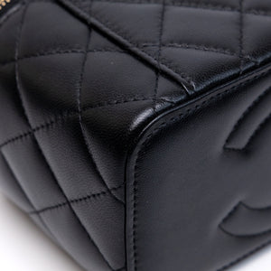 CHANEL 23P VANITY TOP HANDLE LAMBSKIN LEATHER BLACK BAG