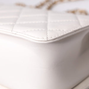 CHANEL 24C GOLD CRUSH MINI FLAP BAG WHITE CALFSKIN GHW (MICROCHIP)