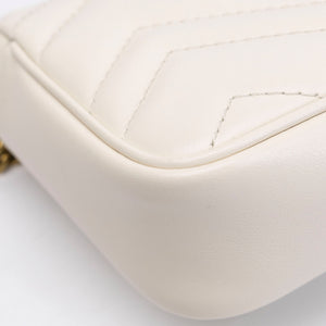 GUCCI GG MARMONT SUPER MINI BAG MATELASSE WHITE BRUSHED GHW