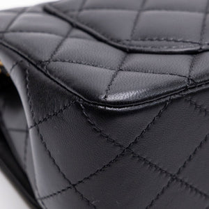 CHANEL 26C PEARL CRUSH MINI RECTANGULAR FLAP BLACK LAMBSKIN LEATHER GHW ( MICROCHIP)