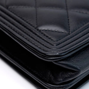 CHANEL BOY WOC WALLET ON CHAIN BLACK LAMBSKIN LEATHER GHW