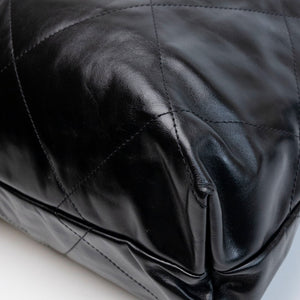 CHANEL LARGE 22 BAG SHINY CALFSKIN BLACK GHW (MICROCHIP)
