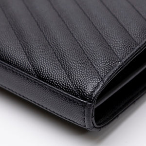 SAINT LAURENT ENVELOPE CHAIN WALLET CALFSKIN BLACK GHW