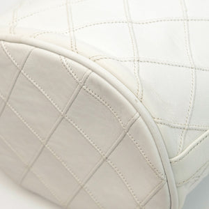 CHANEL VINTAGE MINI QUILTED CC BUCKET BAG WHITE CALFSKIN GHW
