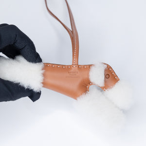 HERMES BUDDY CHARM SHEARING/LEATHER GOLD STAMP K