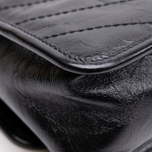 SAINT LAURENT YSL NIKKI BABY BAG BLACK CALFSKIN LEATHER SHW