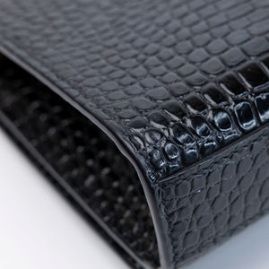 SAINT LAURENT SMALL KATE BAG WITH TASSEL CROC-EMBOSSED LEATHER BLACK GHW