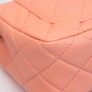 CHANEL 23C PEARL CRUSH MINI RECTANGULAR FLAP CORAL LAMBSKIN  LEATHER GHW (MICROCHIP)
