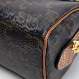 CELINE MINI BOSTON BAG TRIOMPHE CANVAS / CALFSKIN TAN GHW