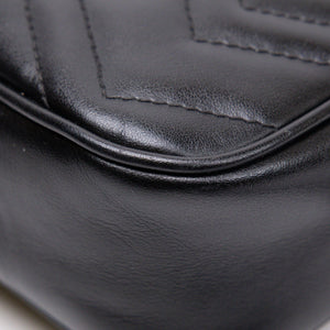 GUCCI GG MARMONT SMALL MATELASSE SHOULDER BAG BLACK CALFSKIN LEATHER GHW