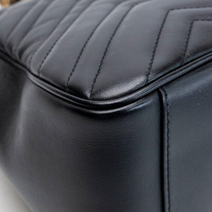 GUCCI GG MARMONT SMALL TOP HANDLE BAG BLACK CALFSKIN GHW