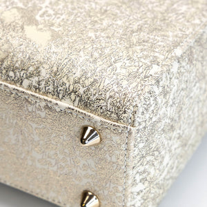 CHRISTIAN DIOR AROUND THE WORLD SMALL MY ABCDIOR LADY DIOR TOTE BAG WHITE GOLD CALFSKIN GHW