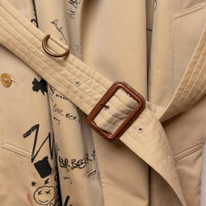 BURBERRY SKETCH PRINT TRENCH COAT BROWN / MULTICOLOURED