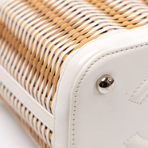 CHANEL RAFFIA SMALL VANITY CASE BAG BEIGE/ WHITE LEATHER WITH WICKER SHW