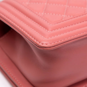 CHANEL SMALL LE BOY BAG PINK LAMBSKIN LEATHER GHW