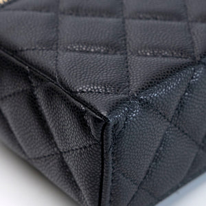 CHANEL TOP HANDLE SLIM VANITY WITH CHAIN BAG BLACK CAVIAR LGHW