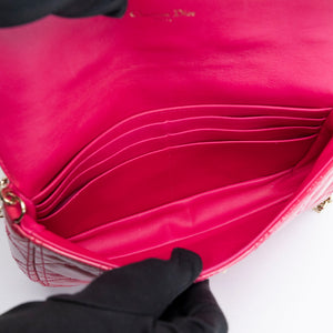 CHRISTIAN DIOR MISS DIOR PROMENADE WALLET ON CHAIN PINK CANNAGE QUILTED PATENT LEATHER GHW
