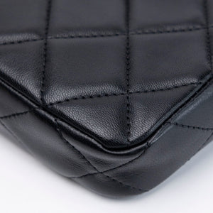 CHANEL QUILTED SUPER MINI TOTE WITH CHAIN BLACK LAMBSKIN LGHW