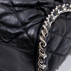CHANEL CHAIN AROUND HOBO BAG BLACK LAMBSKIN SHW