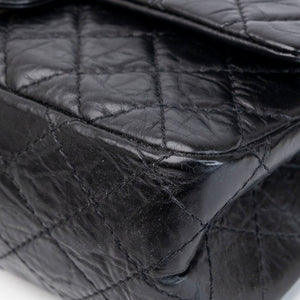 CHANEL SMALL 2.55 REISSUE DOUBLE FLAP BAG AGED CALFSKIN BLACK GHW