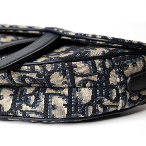 CHRISTIAN DIOR MINI SADDLE BAG BLUE OBLIQUE GHW WITH STRAP