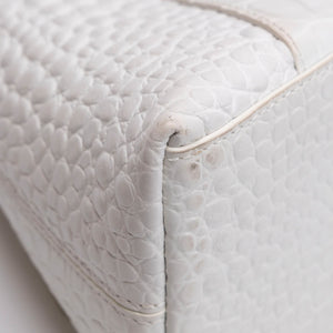 BALENCIAGA MEDIUN DOWNTOWN SHOULDER BAG EMBOSSED LEATHER WHITE SHW