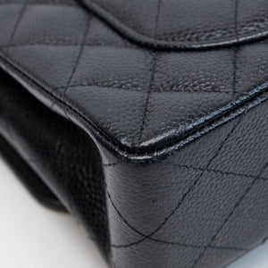 CHANEL SMALL CLASSIC DOUBLE FLAP BAG BLACK CAVIAR LEATHER SHW