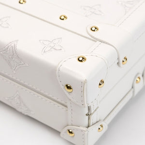 LOUIS VUITTON PETITE MALLE MONOGRAM EMBROIDERED WHITE CALFSKIN GHW