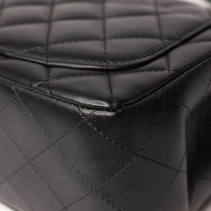 CHANEL MINI SQUARE FLAP BAG LAMBSKIN SO BLACK (MICROCHIP)