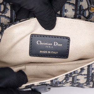 CHRISTIAN DIOR MINI SADDLE BLUE OBLIQUE GHW WITH STRAP