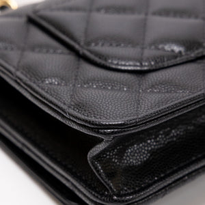 CHANEL 25K HANDLE WALLET ON CHAIN CAVIAR LEATHER BLACK GHW (MICROCHIP)