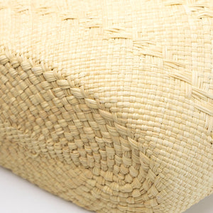 LOEWE MEDIUM ANAGRAM BASKET TOTE BAG IN IRACA PALM AND CALFSKIN NATURAL / TAN