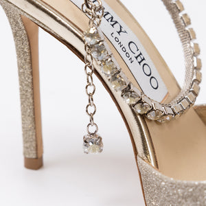 JIMMY CHOO SAEDA 100 PLATINUM ICE/CRYSTAL SIZE 37