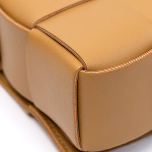 BOTTEGA VENETA TAN INTRECCIATO LEATHER CASSETTE CROSSBODY BAG GHW
