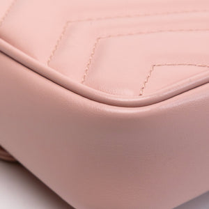 GUCCI SUPER MINI GG MARMONT PINK CALFSKIN LEATHER TONAL ENAMELLED HARDWARE