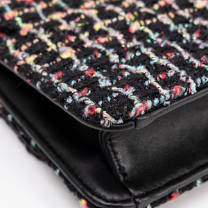 CHANEL TWEED BEAUTY LOCK FLAP BAG MUTICOLOURED BLACK SHW