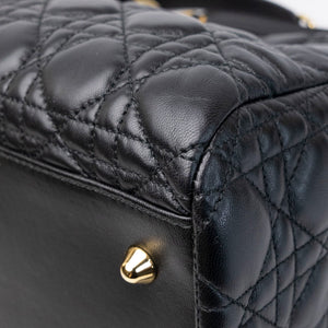 CHRISTIAN DIOR SOFT SHOPPING TOTE BLACK CANNAGE QUILTED LAMBSKIN GHW