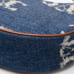 CELINE MEDIUM AVA BAG TRIOMPHE DENIM NAVY/ TAN. GHW