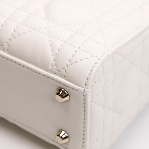 CHRISTIAN DIOR MINI LADY DIOR LAMBSKIN WHITE GHW