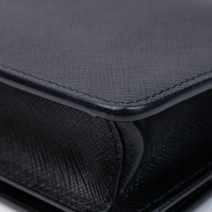 PRADA WALLET ON CHAIN SAFFIANO LEATHER BLACK GHW